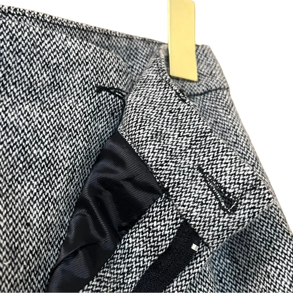Anine Bing Pants Carrie Wool‎ Wideleg Trousers Black White Sz Xs 2